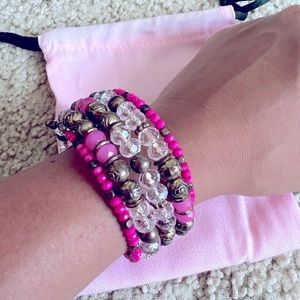 pretty pink beaded bracelet - one size fits all